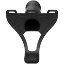 Body Extensions Be Bold Silicone Harness 8 Inch Dong Black close-up of the hollow strap-on system.