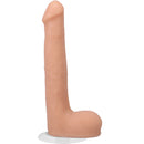 Signature Cocks Oliver Flynn 10 Inch Ultraskyn Dildo Vanilla displayed on a suction base with realistic texture.