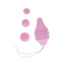 Femintimate Pelvix Silicone Kegel Exerciser Pink with interchangeable weights for pelvic floor strengthening.