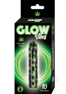 Glow Vibes Pocket High Glow-in-the-Dark Bullet Black/Green packaging showing vibrant design and 10 functions.