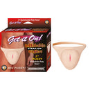 Nasstoys Get It On Inflatable Strap-on Vagina Flesh product packaging and inflatable item for bachelor parties.