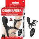 Commander Remote Control Vibrating Climaxer Black packaging with cock cage and remote control.