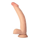 Realcocks Dual Layered 10 inch Dildo White featuring a lifelike texture and strong suction cup base for versatile use.