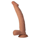 Realcocks Dual Layered 10 Inch Bendable Dildo Brown with lifelike design and adjustable curve for optimal pleasure.