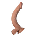 Realcocks Dual Layered 10 Inch Bendable Dildo Brown in a lifelike design with a bendable shaft and textured veining.