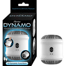 Dynamo Vibrating Masturbator Cup White packaging showcasing 10 dynamic functions for ultimate pleasure.