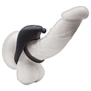 Cockpower Remote Control Pleasure Ring Black displayed on a dildo, featuring dual ring design and remote control function.