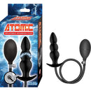 Nasstoys Atomic Inflatable Advanced Butt Plug Black packaging with product details and features on display.
