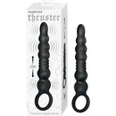 Nasstoys Thruster Beaded Anal Vibrator Black next to its packaging, showcasing dynamic thrusting and vibrating functions.