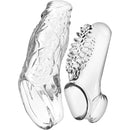 Nasstoys Magic Dual Penis Sleeve Kit Clear includes two textured sleeves for enhanced stimulation.