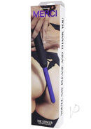 Box showcasing Merci Stinger Electroplay Wand with non-slip handle and purple tip
