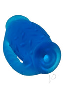 Oxballs Masterjack Double Penetrator JO Stroker Blue Ice in a vibrant blue color with textured design for enhanced pleasure.