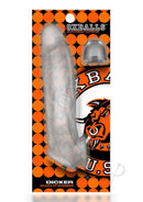 Oxballs Dicker Ultra-Slim Cocksheath Clear Ice in packaging, showcasing its minimalist design and transparent finish.