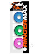 Oxballs Ringer Max Cock Ring 3 Pack Neon Assorted in blue, green, and pink on packaging.