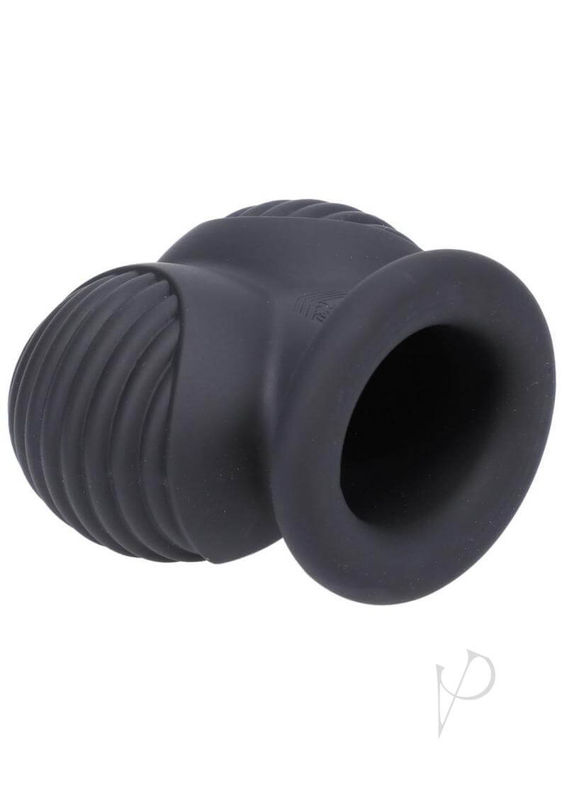 Fort Troff Ball Bunker Black made of body-safe silicone, designed for tugging and tapping, featuring cushioned impact play.