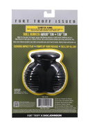 Fort Troff Ball Bunker Black packaging showcasing body-safe silicone design for impact play and comfort.