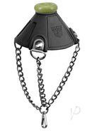 Fort Troff Apex Ball Chute in black silicone with chains and green top for enhanced ball stimulation.