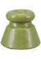 Green rubber cone-shaped toy for dogs, designed for chewing and play activities.