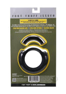 Fort Troff Pinch Zero Ring packaging featuring metal cock ring with silicone sheath and extra-wide Magno opening.