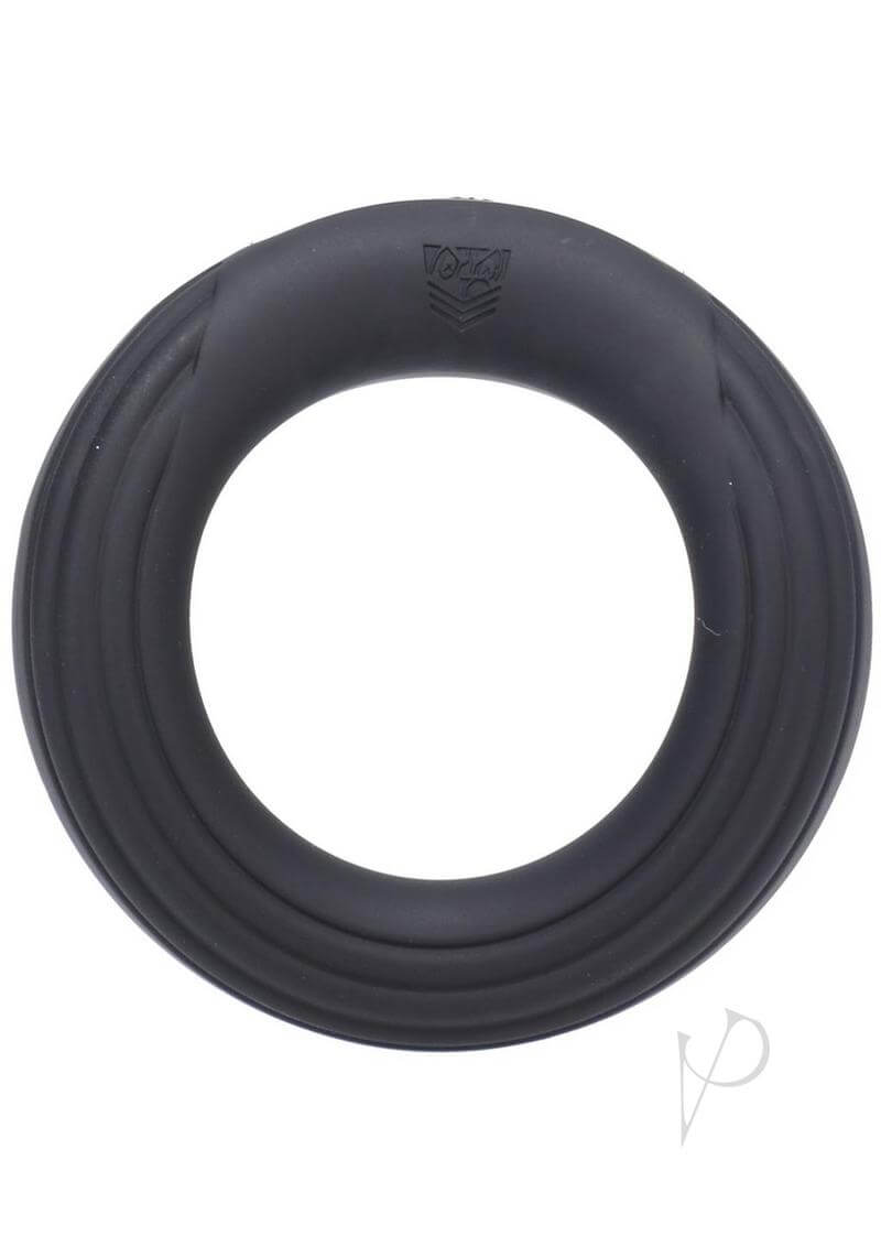 Fort Troff Rev Cock Throbber Large Black flexible vibrating cock ring, featuring a ribbed design and ergonomic shape.