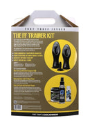 Back of Doc Johnson Fort Troff FF Trainer Kit box showing kit contents and product features in black and yellow design.