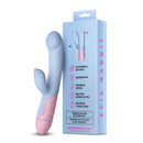 FemmeFunn FFIX Rabbit Dual Stimulation G-Spot Vibrator Light Blue with 10 settings and waterproof design.