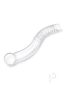 Glas Pelvic Glass Wand Double Ended 11 Inch Clear with graceful S shape and textured grip for pleasure.