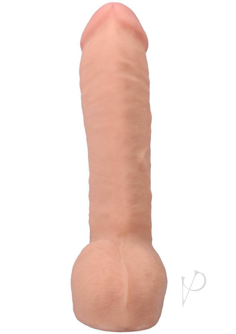 Realistic 12" ULTRASKYN Vac-U-Lock dildo in Vanilla with textured veins and dual density design.