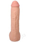 Realistic 12-inch ULTRASKYN dildo in vanilla with textured veins, lifelike design, and firm core for ultimate pleasure.