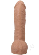 Realistic 12" ULTRASKYN dildo in caramel with detailed texture and dual density design for enhanced pleasure.