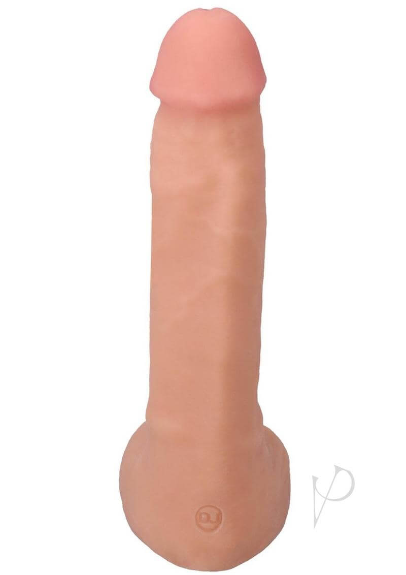 Realistic 9.5-inch ULTRASKYN Vac-U-Lock dildo in vanilla color with detailed texture and lifelike design.