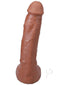 Realistic 9.5-inch caramel dildo with detailed texture, ULTRASKYN material for lifelike sensations.