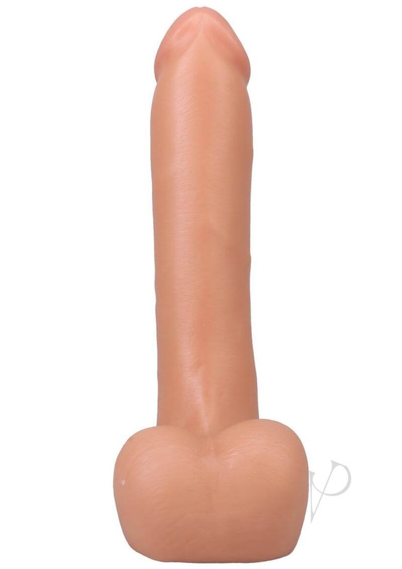 Realistic 9-inch Vanilla ULTRASKYN dildo with balls, offering lifelike detailing and versatile Vac-U-Lock compatibility.