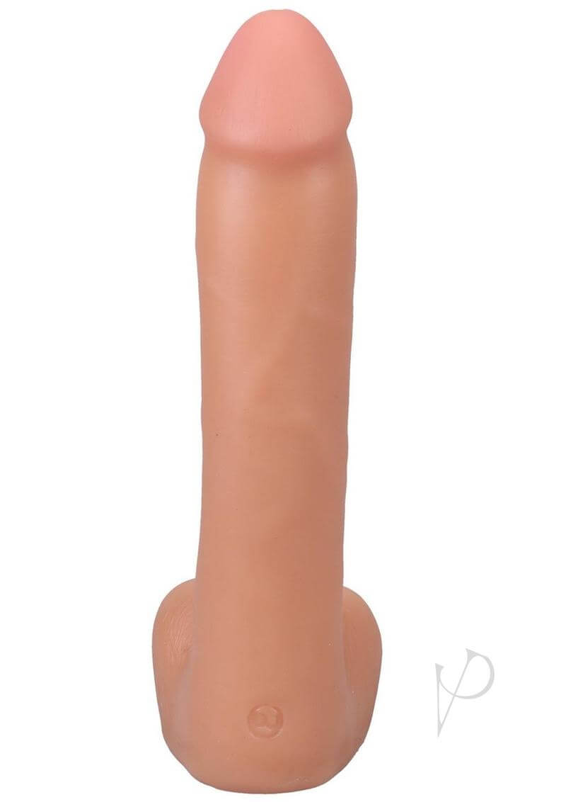 Realistic 9-inch ULTRASKYN dildo with firm core and soft exterior in vanilla color, designed for lifelike experience.