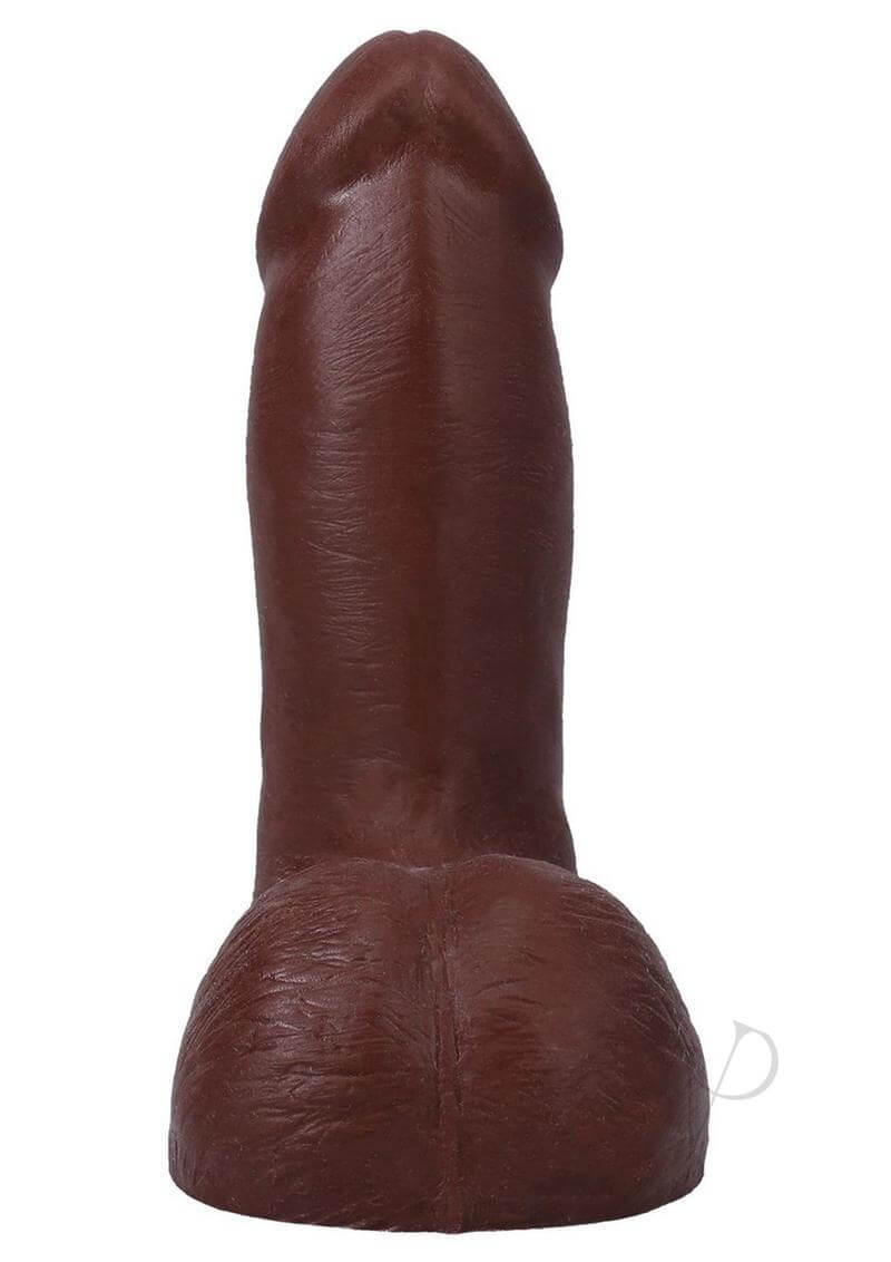Realistic 5-inch ULTRASKYN Vac-U-Lock dildo in chocolate with textured details and removable suction cup base.
