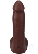 Realistic 7-inch ULTRASKYN chocolate dildo with textured details and suction cup base for versatile use.