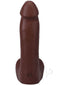 Realistic 7-inch ULTRASKYN chocolate dildo with textured details and suction cup base for versatile use.