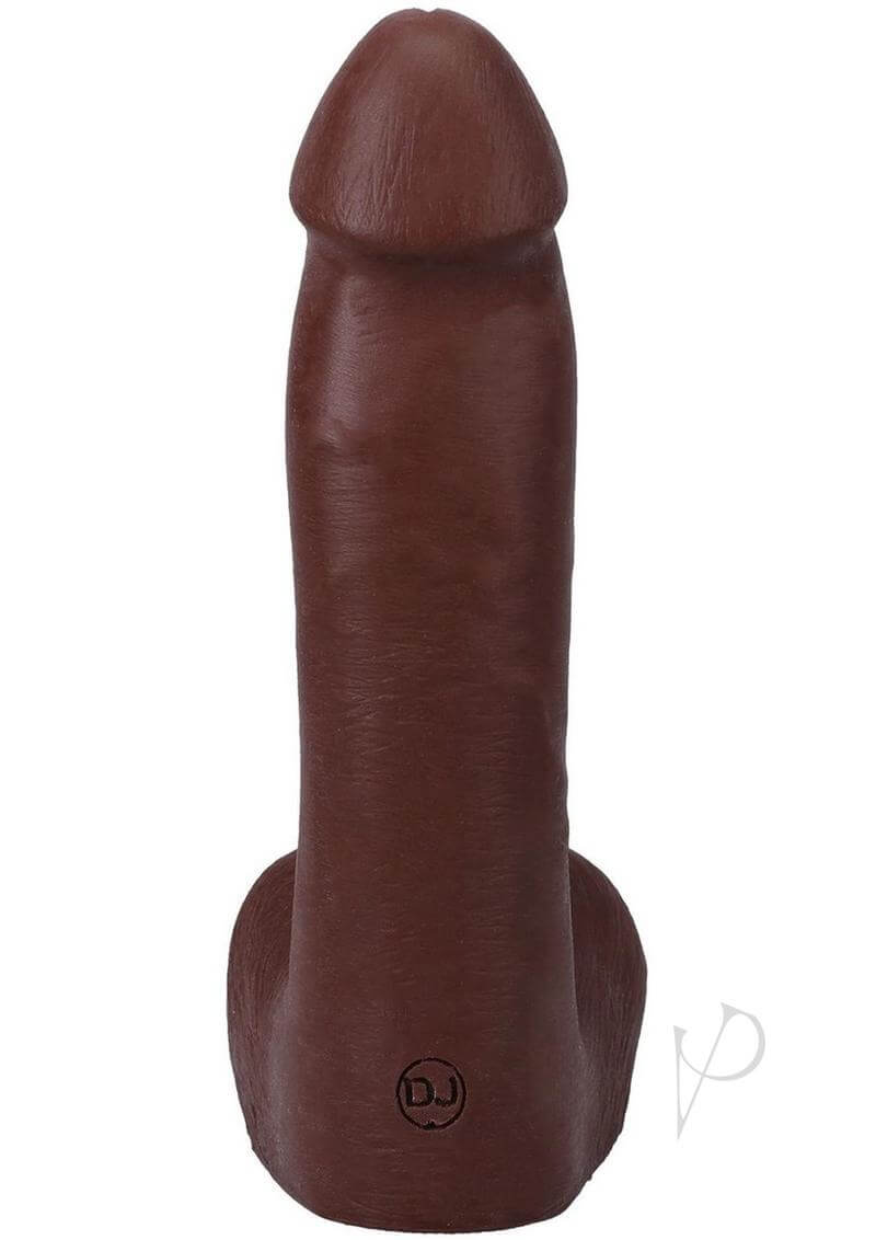 Realistic 7-inch ULTRASKYN chocolate dildo with textured details and suction cup base for versatile use.