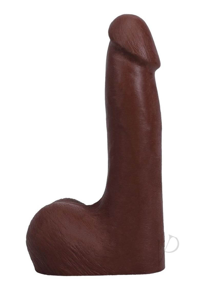 Realistic 7-inch ULTRASKYN Vac-U-Lock dildo in chocolate with textured details and removable suction cup base.