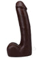 Realistic 9-inch ULTRASKYN Vac-U-Lock dildo in chocolate color with intricate detailing and suction cup base.