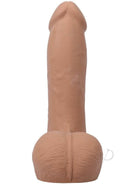 Realistic 7-inch ULTRASKYN dildo with balls in caramel color, showcasing detailed craftsmanship and lifelike design.