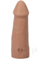 Realistic 5-inch ULTRASKYN Vac-U-Lock dildo in caramel color, featuring soft exterior and firm core for lifelike sensations.