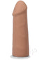 Realistic 5-inch ULTRASKYN Vac-U-Lock dildo in caramel with removable suction cup base for hands-free play.
