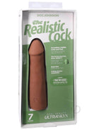 The Realistic Cock 7-inch ULTRASKYN Dildo in Caramel packaging, showcasing lifelike design and Vac-U-Lock feature.
