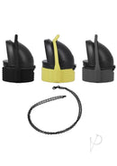 Rock Solid EZ Top Set 3pc - Leak-Proof Caps for Nightstand Convenience in Black, Yellow, and Gray with Black Chain