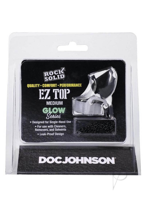 Packaging of Rock Solid EZ Top Medium GITD, designed for one-handed use, leak-proof, and essential for convenience and performance.