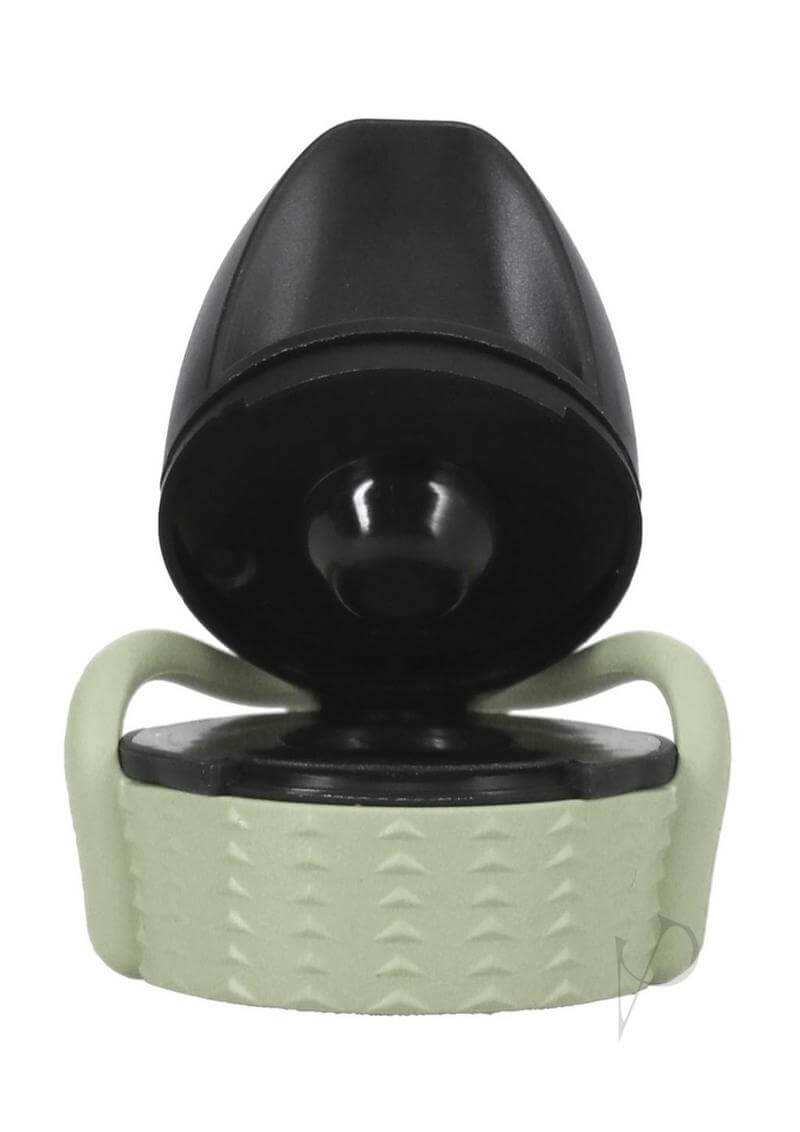 Rock Solid EZ Top GITD Medium, leak-proof nightstand necessity with one-handed use, intimate essentials accessory in black and green.