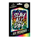 Slay All Day Air Freshener by Wood Rocket, leopard-print design with fresh wild cherry scent, ideal for cars and closets.
