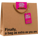 Extra Fucking Bridal Big Present Gift Bag with humorous tags and handles, perfect for bridal showers and bachelorette parties.