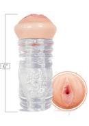 Hey 19 ClearStroke Dual End Pussy Stroker Nadia Styles detailed view showcasing its lifelike design and clear channel.